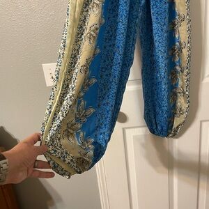 Earthbound Blue and Cream Patterned Pants